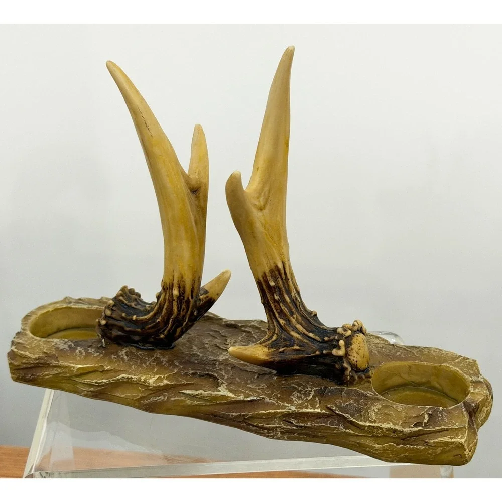 Rivers Edge Faux Antler Salt & Pepper Napkin Holder Rustic Trinket Ring Holder